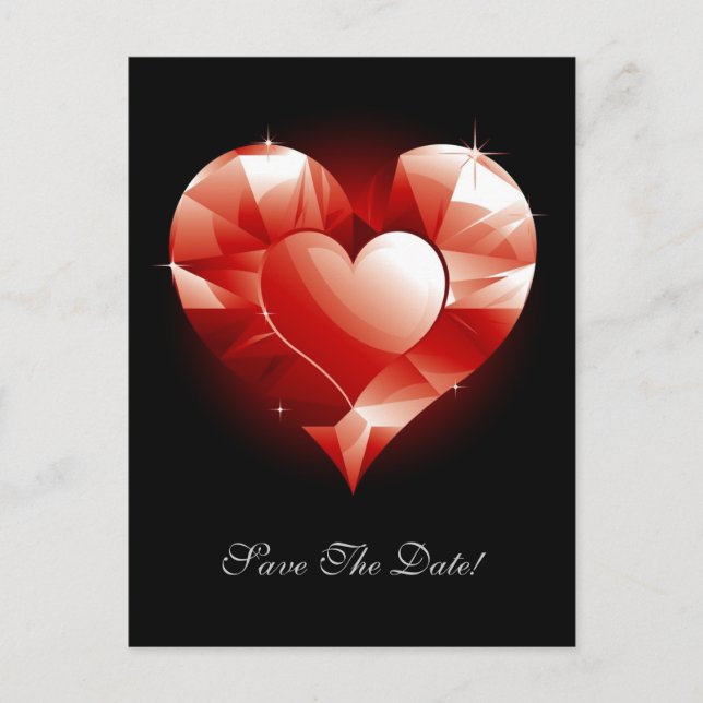 Cartão Postal De Anúncio Coração de Rubi Vermelho (Frente)