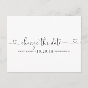 Cartão Postal De Anúncio Coração Negro e Branco Alterar a Data
