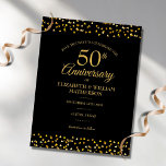Cartão Postal De Anúncio Corações Dourados do 50º aniversário Salvem a Data<br><div class="desc">Projetado para coordenar com a nossa coleção de Corações do Ouro de 50 anos. Com os corações de ouro-chic confetti. Personalize com seu especial aniversário de 50 anos de ouro,  salve os detalhes da data na tipografia elegante. Projetado por Thisnotme©</div>