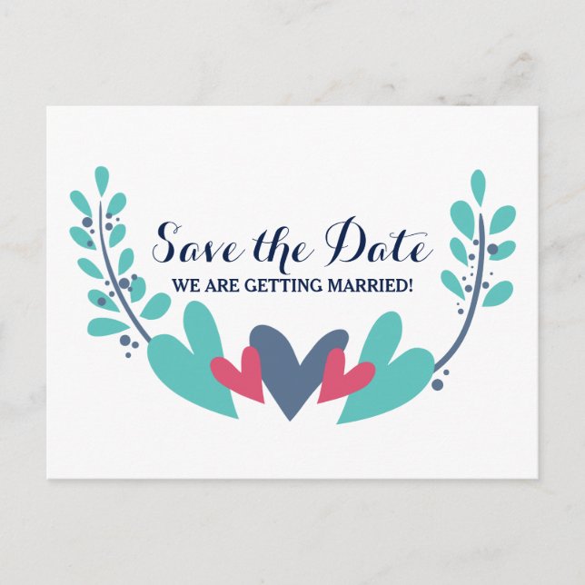 Cartão Postal De Anúncio Corações e Vinhas Salvem o Cartão-Postal (Frente)