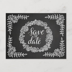 Cartão Postal De Anúncio Coroa de Flores de Quadro de Giz Casamento   Salve