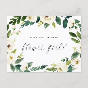 Cartão Postal De Anúncio Coroa Floral de Inverno em Aquarela Seja Minha Men