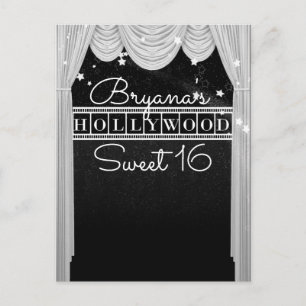 Cartão Postal De Anúncio Cortinas HOLLYWOOD Preto & Branco Festa Elegante