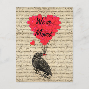 Cartão Postal De Anúncio Corvo engraçado mudança de endereço