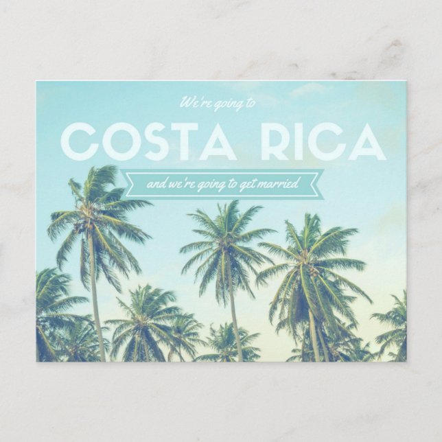 Cartão Postal De Anúncio Costa Rica Casando Praia Tropical Salve as Datas (Frente)
