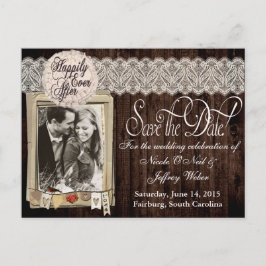 Cartão Postal De Anúncio Country Rustic Photo Save the Date Wedding Card