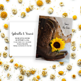 Cartão Postal De Anúncio Country Sunflower and Lace Weding Save the Date