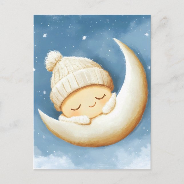 Cartão Postal De Anúncio Cozy Knit Nap Cresent Moon (Frente)
