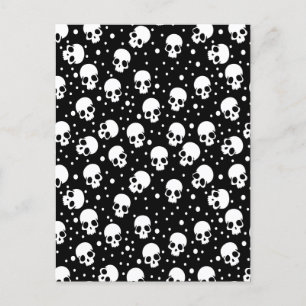 Cartão Postal De Anúncio Crânio de Bolinhas monocromático
