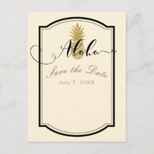 Cartão Postal De Anúncio Creme de Abacaxi Dourado Preto Tropical Salvar a D