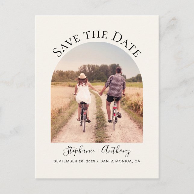 Cartão Postal De Anúncio Creme de Foto de Quadro de Arco Elegante Mínimo (Frente)