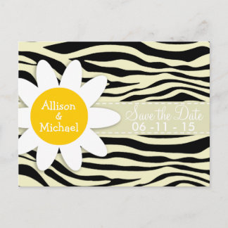 Cartão Postal De Anúncio Creme Zebra Stripes Animal Print; margarida