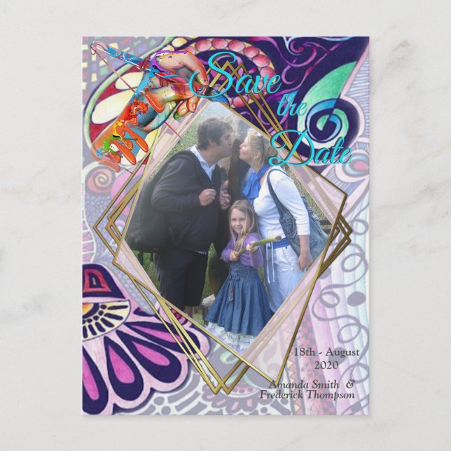 Cartão Postal De Anúncio Criação de Portas de Artista Azul Cheerful (Frente)