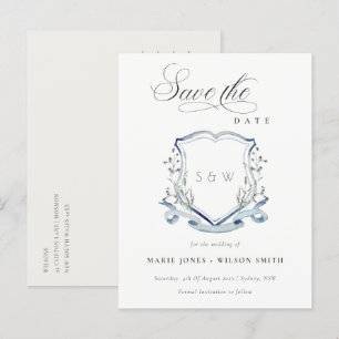 Cartão Postal De Anúncio Crista de Monograma de Aquarela de Flor Silvestre 