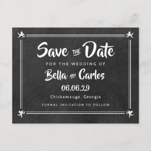 Cartão Postal De Anúncio Cupidos no Quadro-Negro Salvam a Data