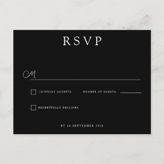Cartão Postal De Anúncio Custom Minimalist Wedding RSVP