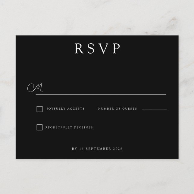Cartão Postal De Anúncio Custom Minimalist Wedding RSVP (Frente)