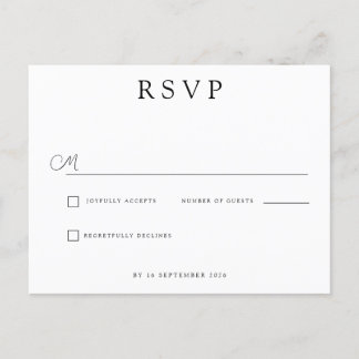 Cartão Postal De Anúncio Custom Minimalist Wedding RSVP