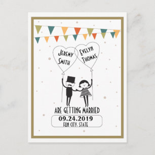 Cartão Postal De Anúncio Cute e Divertido Salve o Dia de Casamento Alternat