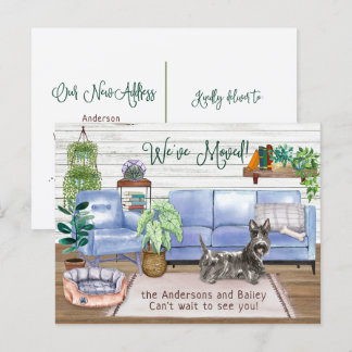 Cartão Postal De Anúncio Cute Scottish Terrier Cozy New Home Moving
