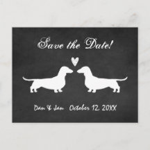 Dachshund Dog Silhouettes Casamento Salve a Data