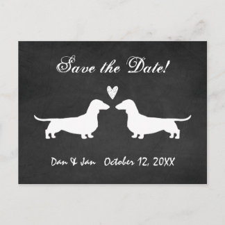 Cartão Postal De Anúncio Dachshund Dog Silhouettes Casamento Salve a Data