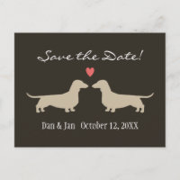 Dachshund Dog Silhouettes Casamento Salve a Data