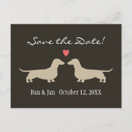 Cartão Postal De Anúncio Dachshund Dog Silhouettes Casamento Salve a Data