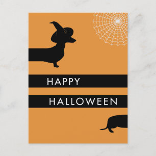 Cartão Postal De Anúncio Dachshund engraçado de halloween