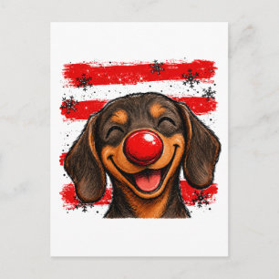 Cartão Postal De Anúncio Dachshund Listras de Natal Fofo