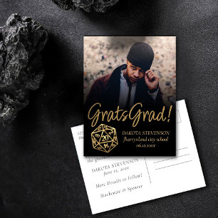 Cartão Postal De Anúncio Dados de RPG   Formatura do Jogador de Mesa de Fan