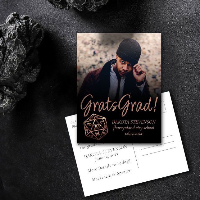 Cartão Postal De Anúncio Dados de RPG | Mesa de Jogo em Cobre Foto de Gradu (Criador carregado)