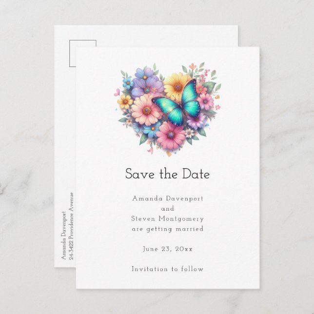 Cartão Postal De Anúncio Daisy Flowers with a Beautiful Butterfly (Frente/Verso)