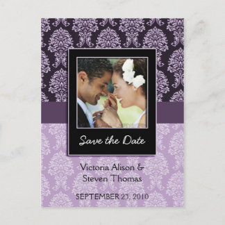 Cartão Postal De Anúncio Damasco Legant Damask Custom Save the date card