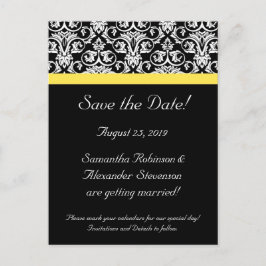 Cartão Postal De Anúncio Damasco preto/branco com amarelo vibrante