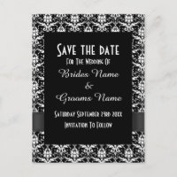 Damasco preto e branco salvar a data