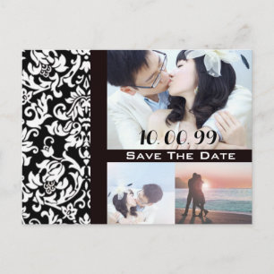 Cartão Postal De Anúncio Damask Save the Date YOUR Photo Collage (Damasco: 
