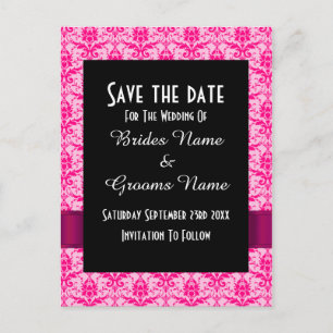 Cartão Postal De Anúncio Dano colorido cor-de-rosa salve a data