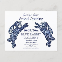 Cartão Postal De Anúncio Data de inauguração da Creative Blue Bunny Busines
