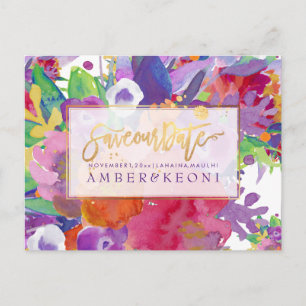 Cartão Postal De Anúncio Data de Salvamento da Aquarela Floral do PixDezine