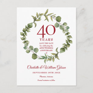 Cartão Postal De Anúncio Data de Salvamento do 40º Aniversário Floresta Ver