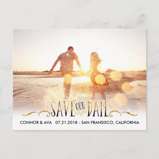 Cartão Postal De Anúncio Data de Salvamento Moderna (Frente)