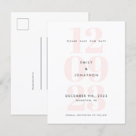 Cartão Postal De Anúncio Data Moderna Tipografia Numérica Rosa Salvar A Dat