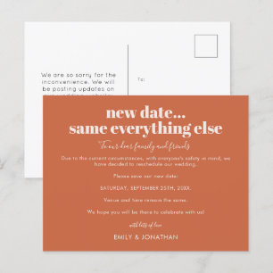 Cartão Postal De Anúncio Data Nova de Casamento, Tudo o Mais Igual Terracot