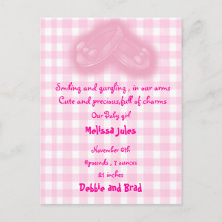 cartão postal de anúncio de bebê