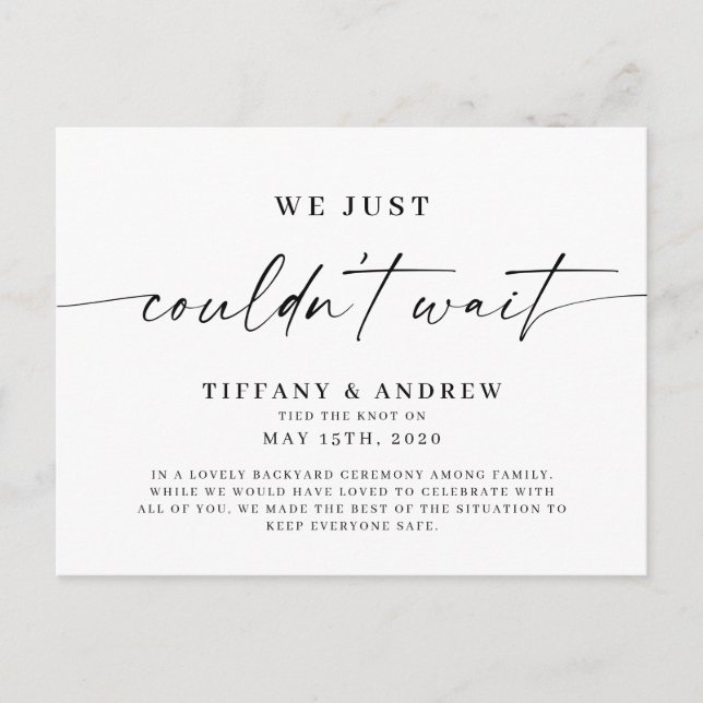 Cartão Postal de Anúncio de Casamento Não Pudemos  (Frente)