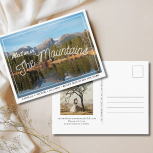 Cartão Postal de Anúncio de Casamento nas Montanha