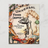 Cartão postal de anúncio de cortador de alimentos