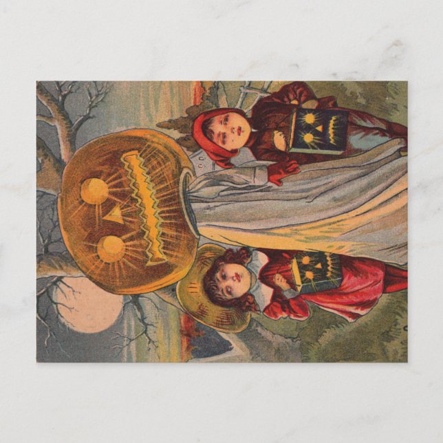 Cartão postal de anúncio de crianças de Halloween  (Frente)