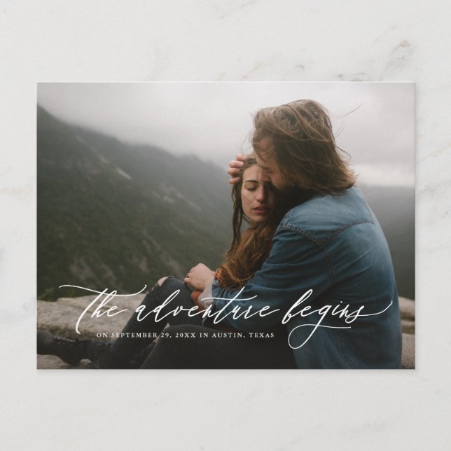 Cartão postal de anúncio de data de aventura fluin (Frente)